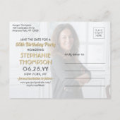 ELKE Verjaardag 2 Foto Zwart en Goud Save the Date Uitnodiging Briefkaart (Achterkant)