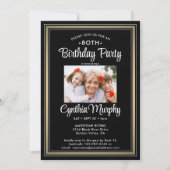 ELKE Verjaardag 2 Foto Zwart, Wit en Goud Party Kaart (Voorkant)