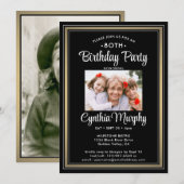 ELKE Verjaardag 2 Foto Zwart, Wit en Goud Party Kaart (Voorkant / Achterkant)