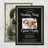 ELKE Verjaardag 2 Foto Zwart, Wit en Goud Party Kaart (Voorkant / Achterkant)