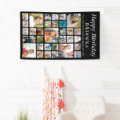 Elke verjaardag 33 Foto Collage Minimal Black Spandoek (Insitu)