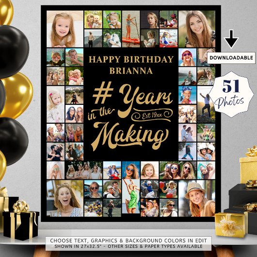 Elke Verjaardag 51 Fotocollage Jaren in de maak Poster