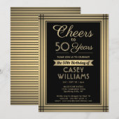 ELKE Verjaardag Cheers Classic Border Zwart en Gou Kaart (Voorkant / Achterkant)