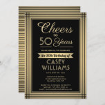 ELKE Verjaardag Cheers Classic Border Zwart en Gou Kaart<br><div class="desc">Nodig familie en vrienden uit voor een elegante verjaardagsviering met aangepaste uitnodigingen voor zwarte en gouden feestjes. Alle formuleringen op deze sjabloon (inclusief "Proost voor 50 jaar") zijn opgesteld voor een 50ste verjaardag, maar zijn eenvoudig te personaliseren voor elk jaar of type evenement. Het ontwerp is voorzien van een gestreepte...</div>