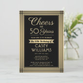 ELKE Verjaardag Cheers Classic Border Zwart en Gou Kaart (Staand voorkant)
