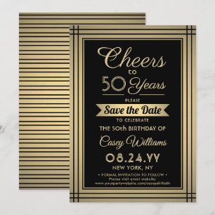 Elke verjaardag Cheers Elegant Klassiek Zwart en G Save The Date