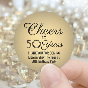 Elke verjaardag Cheers Elegant zwart & goud nepfol Ronde Sticker