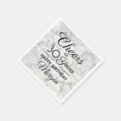 ELKE Verjaardag Cheers Elegant Zwart-wit Marmer Servet (Hoek)