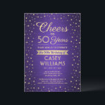 ELKE Verjaardag Cheers Geborsteld Paarse & Gouden  Kaart<br><div class="desc">Nodig familie en vrienden uit voor een elegante verjaardagsviering met aangepaste paarse en gouden feestuitnodigingen. Alle formuleringen op deze sjabloon (inclusief "Proost voor 50 jaar") zijn opgesteld voor een 50ste verjaardag, maar zijn eenvoudig te personaliseren voor elk jaar of type evenement. Het ontwerp is voorzien van moderne glittery confetti stippen...</div>