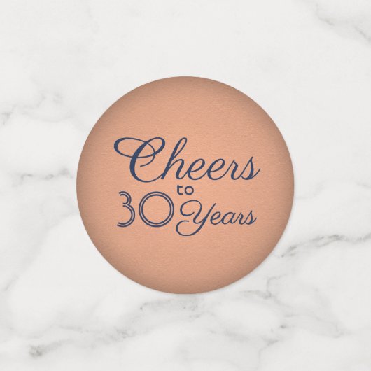 ELKE Verjaardag Cheers Marine Blauw & Koper Kleure Confetti (Kleine voorkant)