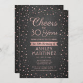 ELKE Verjaardag Cheers Roze Confetti Zwart Krijtbo Kaart (Voorkant / Achterkant)