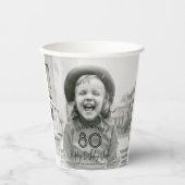 ELKE Verjaardag Chic White Typography 2 Fotofeest Papieren Bekers (Voorkant)