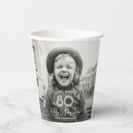 ELKE Verjaardag Chic White Typography 2 Fotofeest Papieren Bekers