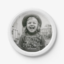 ELKE Verjaardag Chic White Typography Fotofeest Papieren Bordje