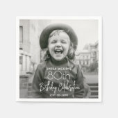 ELKE Verjaardag Chic White Typography & Photo Part Servet (Voorkant)