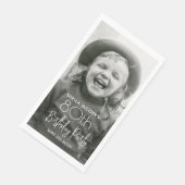 ELKE Verjaardag Chic White Typography & Photo Part Servet (Hoek)