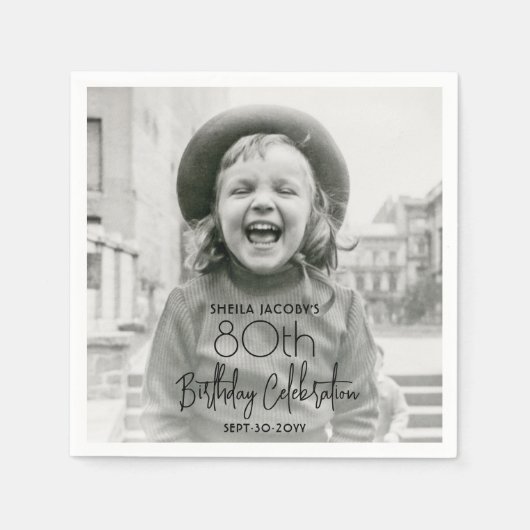 ELKE verjaardag chique stijlvolle typografie fotof Servet (Voorkant)