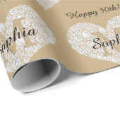 Elke verjaardag, diamanten hart, gouden monogram,  cadeaupapier (Rol Hoek)