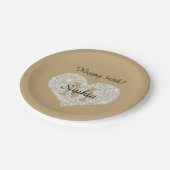 Elke verjaardag, diamanten hart, gouden monogram,  papieren bordje (Gekanteld)