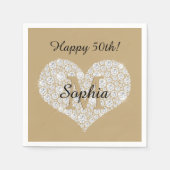 Elke verjaardag, diamanten hart, gouden monogram, servet (Voorkant)