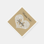 Elke verjaardag, diamanten hart, gouden monogram, servet (Hoek)