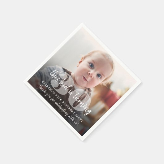 ELKE Verjaardag "Dit Kind" Moderne foto overlay Servet (Hoek)