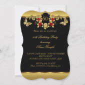 Elke verjaardag Elegant Gold Red Roses Black 2 Kaart (Achterkant)