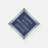 ELKE Verjaardag Elegant Navy Blue en Silver Party Servet (Hoek)