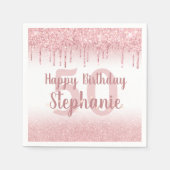 Elke Verjaardag Girly Roos Gold Glitter Drip Servet (Voorkant)