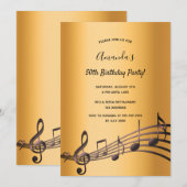 Elke verjaardag gouden zwarte muzieknoten kaart (Voorkant / Achterkant)