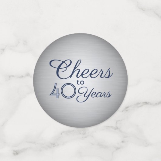 ELKE Verjaardag juicht Elegante Marine Blauw & Gri Confetti (Kleine voorkant)