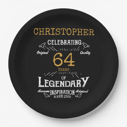 Elke verjaardag legendarische zwart gouden retro papieren bordje (Voorkant)