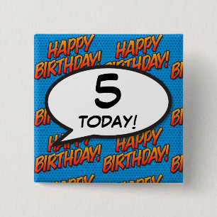 Elke verjaardag Leuke Retro stripboek Vierkante Button 5,1 Cm