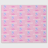 Elke Verjaardag, Naam, Roze & Blauwe Waterverf Cadeaupapier (Vlak)