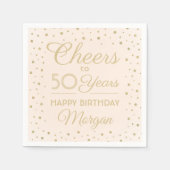 ELKE Verjaardag Proost Blush Roze en Gouden Glitte Servet (Voorkant)