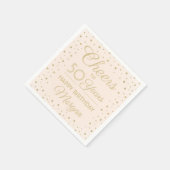 ELKE Verjaardag Proost Blush Roze en Gouden Glitte Servet (Hoek)