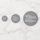 ELKE Verjaardag Proost Elegante Grijze Faux Houten Confetti (Voorkanten)