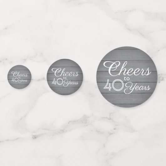 ELKE Verjaardag Proost Elegante Grijze Faux Houten Confetti (Voorkanten)