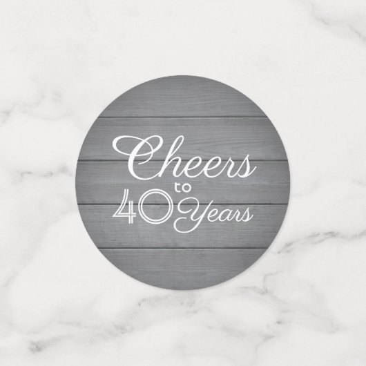 ELKE Verjaardag Proost Elegante Grijze Faux Houten Confetti (Kleine voorkant)