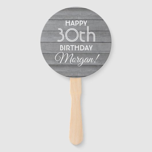 ELKE Verjaardag Proost Grijs Rustiek Faux Hout Ron Handwaaier (Achterkant)