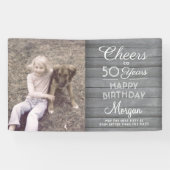 ELKE verjaardag Proost Rustiek Hout Grijs Wit 1 Fo Spandoek (Horizontaal)