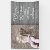 ELKE verjaardag Proost Rustiek Hout Grijs Wit 1 Fo Spandoek (Verticaal)