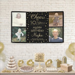 ELKE Verjaardag Proost Zwart Goud Confetti Vier Fo Spandoek<br><div class="desc">Viel een gelukkige mijlpaal verjaardag met een douane 4 foto collage zwarte en gouden feestbanner. (TIP AFBEELDING PLACEMENT: een gemakkelijke manier om een afbeelding precies te centreren is om het te bebouwen alvorens aan de website van Zazzle te uploaden.) Het ontwerp bevat vier vierkante foto's van uw keuze, een moderne...</div>