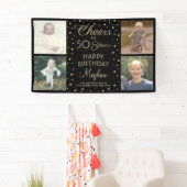 ELKE Verjaardag Proost Zwart Goud Confetti Vier Fo Spandoek (Insitu)