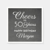 ELKE verjaardag Proost Zwart & Wit Chalkboard Part Servet (Voorkant)