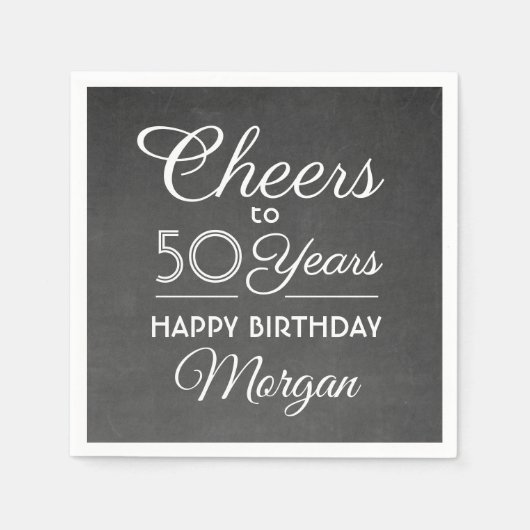 ELKE verjaardag Proost Zwart & Wit Chalkboard Part Servet (Voorkant)