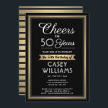 ELKE Verjaardag Proost Zwart, Wit en Goud Party Kaart<br><div class="desc">Nodig familie en vrienden uit voor een elegante verjaardagsviering met aangepaste uitnodigingen voor zwarte, witte en gouden feestjes. Alle formuleringen op deze sjabloon (inclusief "Proost voor 50 jaar") zijn opgesteld voor een 50ste verjaardag, maar zijn eenvoudig te personaliseren voor elk jaar of type evenement. Het ontwerp is voorzien van een...</div>