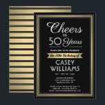 ELKE Verjaardag Proost Zwart, Wit en Goud Party Kaart<br><div class="desc">Nodig familie en vrienden uit voor een elegante verjaardagsviering met aangepaste uitnodigingen voor zwarte, witte en gouden feestjes. Alle formuleringen op deze sjabloon (inclusief "Proost voor 50 jaar") zijn opgesteld voor een 50ste verjaardag, maar zijn eenvoudig te personaliseren voor elk jaar of type evenement. Het ontwerp is voorzien van een...</div>