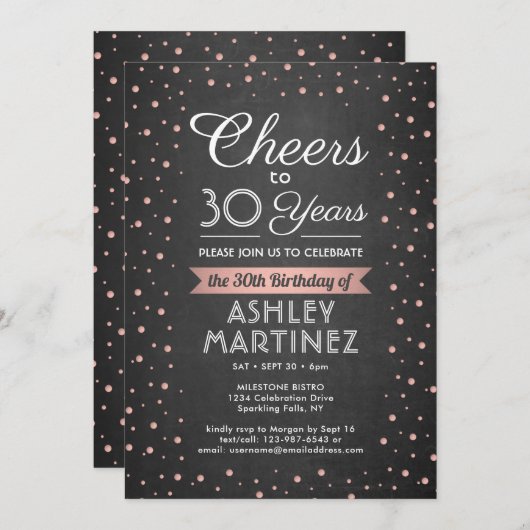 ELKE verjaardag Proost Zwart Wit & Roze Chalkboard Kaart (Voorkant / Achterkant)