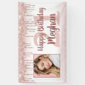 Elke Verjaardag Roos Gouden Glitter Drip Sparkle F Spandoek (Verticaal)